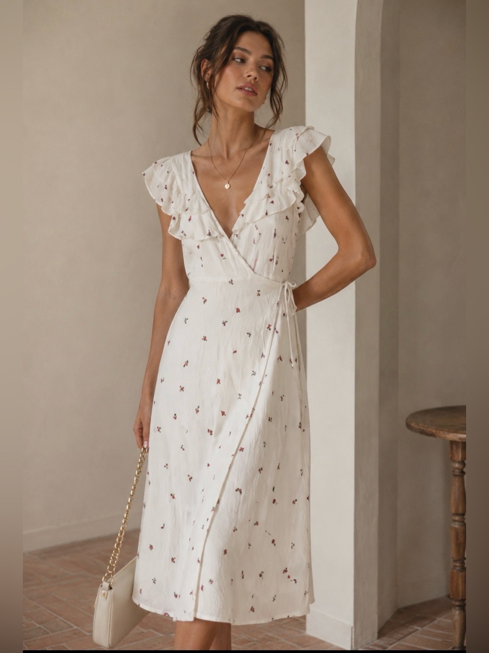 AFRM Whimsical White Ruffle Dress- size XS